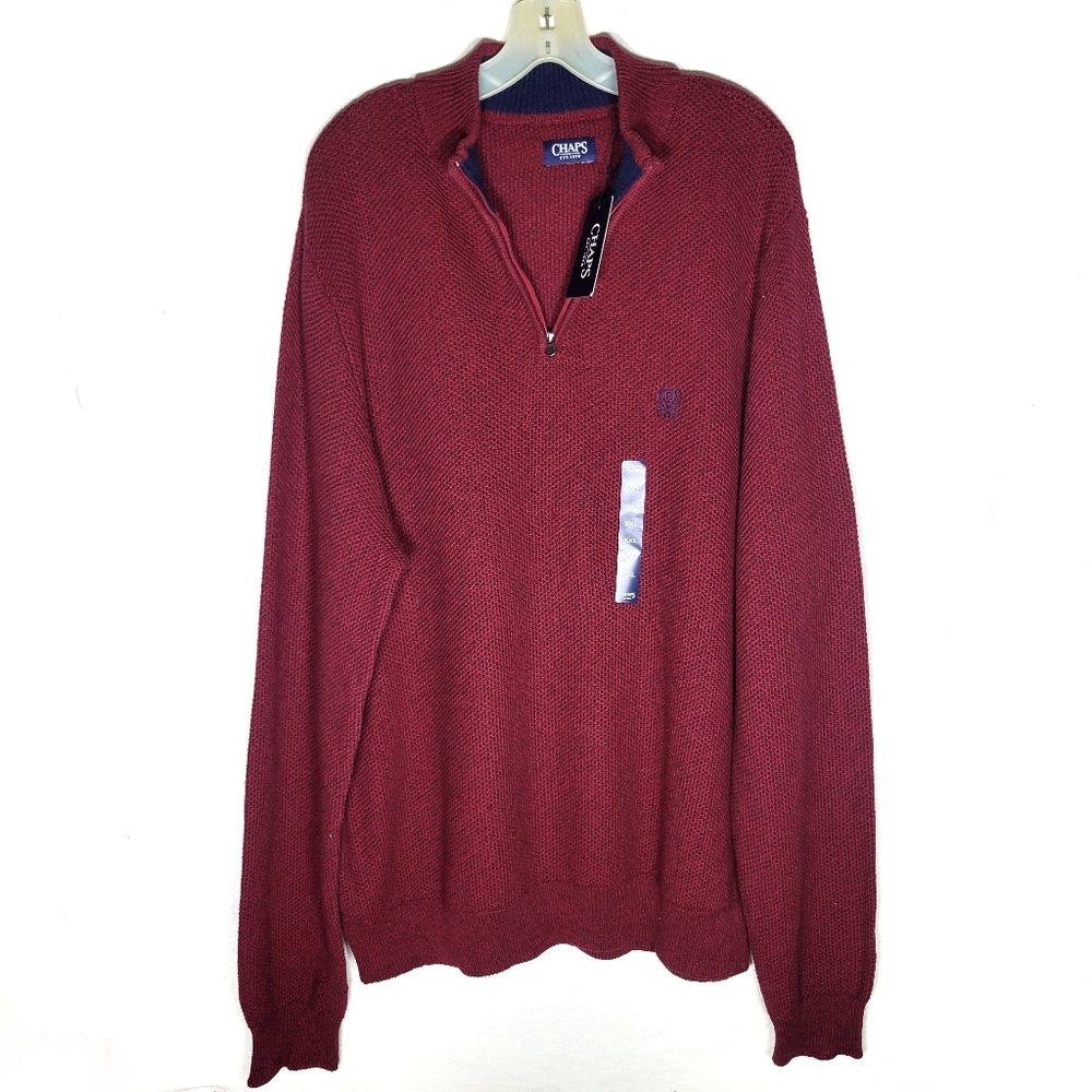 NEW Chaps pullover red burgundy sweater 2XL men's NWT casual longsleeve